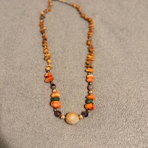 Vintage‎ Orange and brown beaded necklace